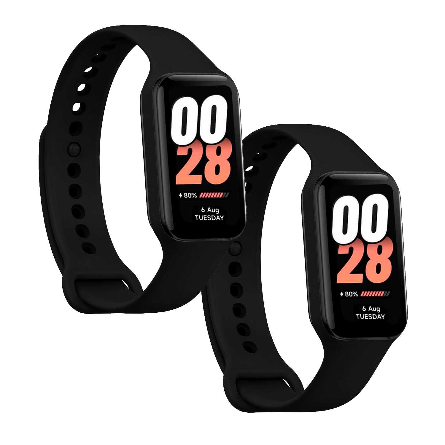 Correa de Recambio Compatible con Xiaomi Smart Band 8 Active/Redmi Smart Band 2, de color Negro, Pulsera de Repuesto de Silicona Suave Flexible Sport Goma