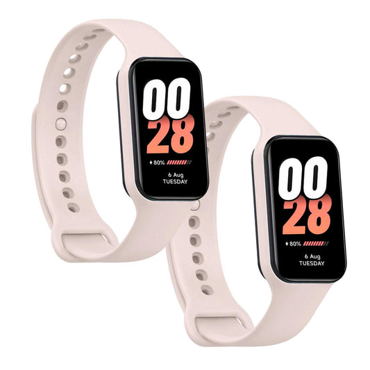Correa de Recambio Compatible con Xiaomi Smart Band 8 Active/Redmi Smart Band 2, de color Hueso, Pulsera de Repuesto de Silicona Suave Flexible Sport Goma