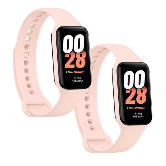 Correa de Recambio Compatible con Xiaomi Smart Band 8 Active/Redmi Smart Band 2, de color Rosa Claro, Pulsera de Repuesto de Silicona Suave Flexible Sport Goma