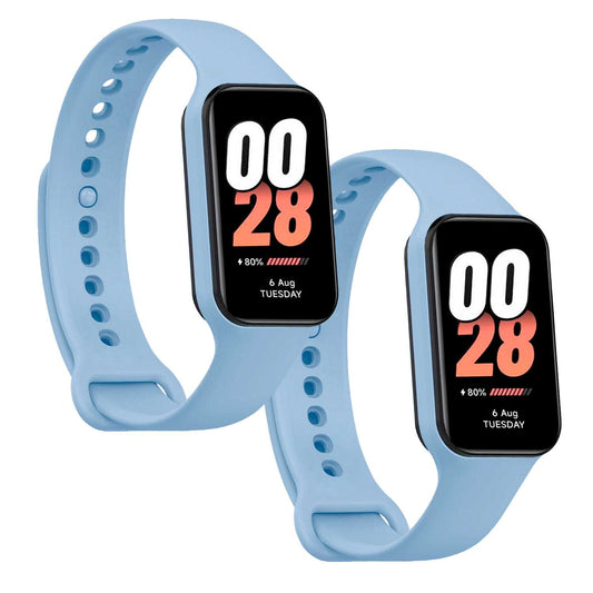 Correa de Recambio Compatible con Xiaomi Smart Band 8 Active/Redmi Smart Band 2, de color Azul Celeste, Pulsera de Repuesto de Silicona Suave Flexible Sport Goma