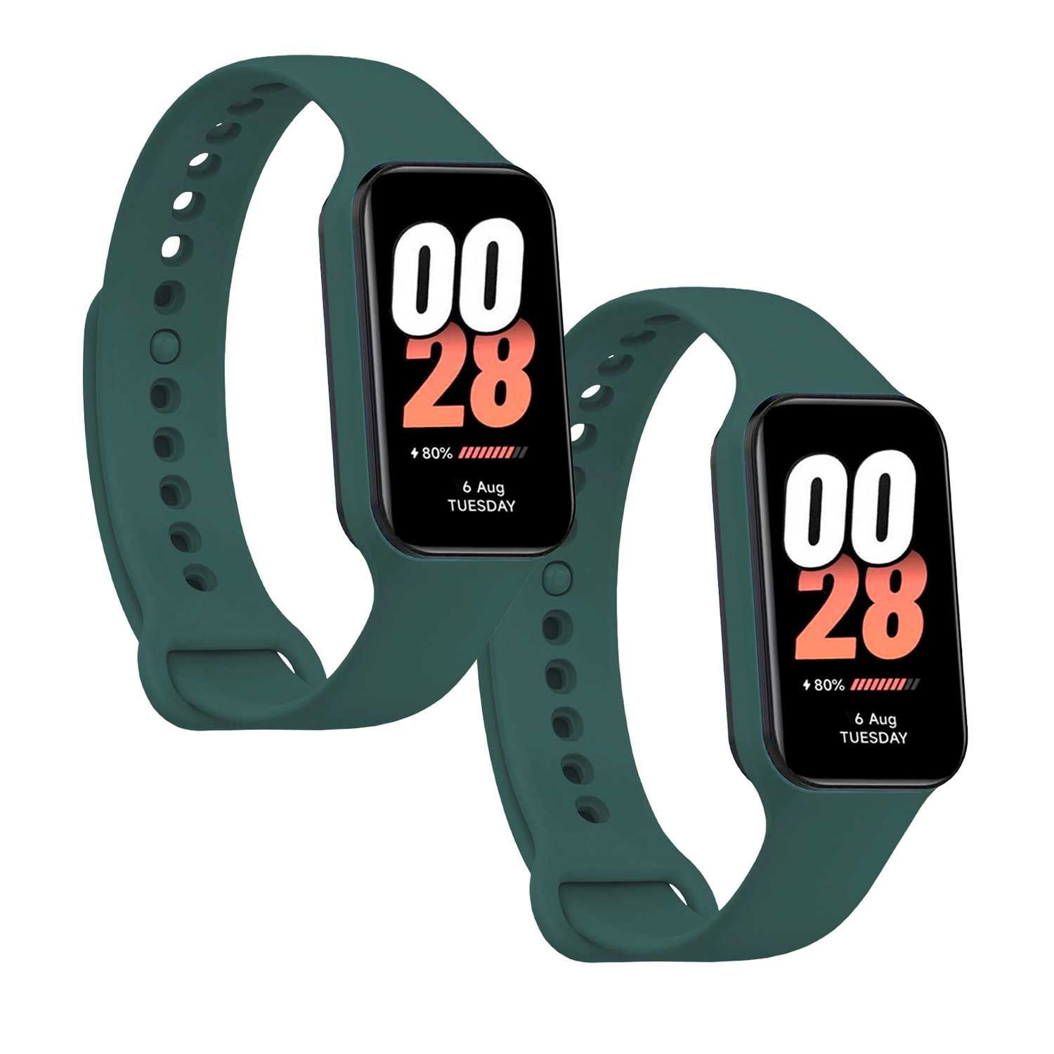 Correa de Recambio Compatible con Xiaomi Smart Band 8 Active/Redmi Smart Band 2, de color Verde Oscuro, Pulsera de Repuesto de Silicona Suave Flexible Sport Goma