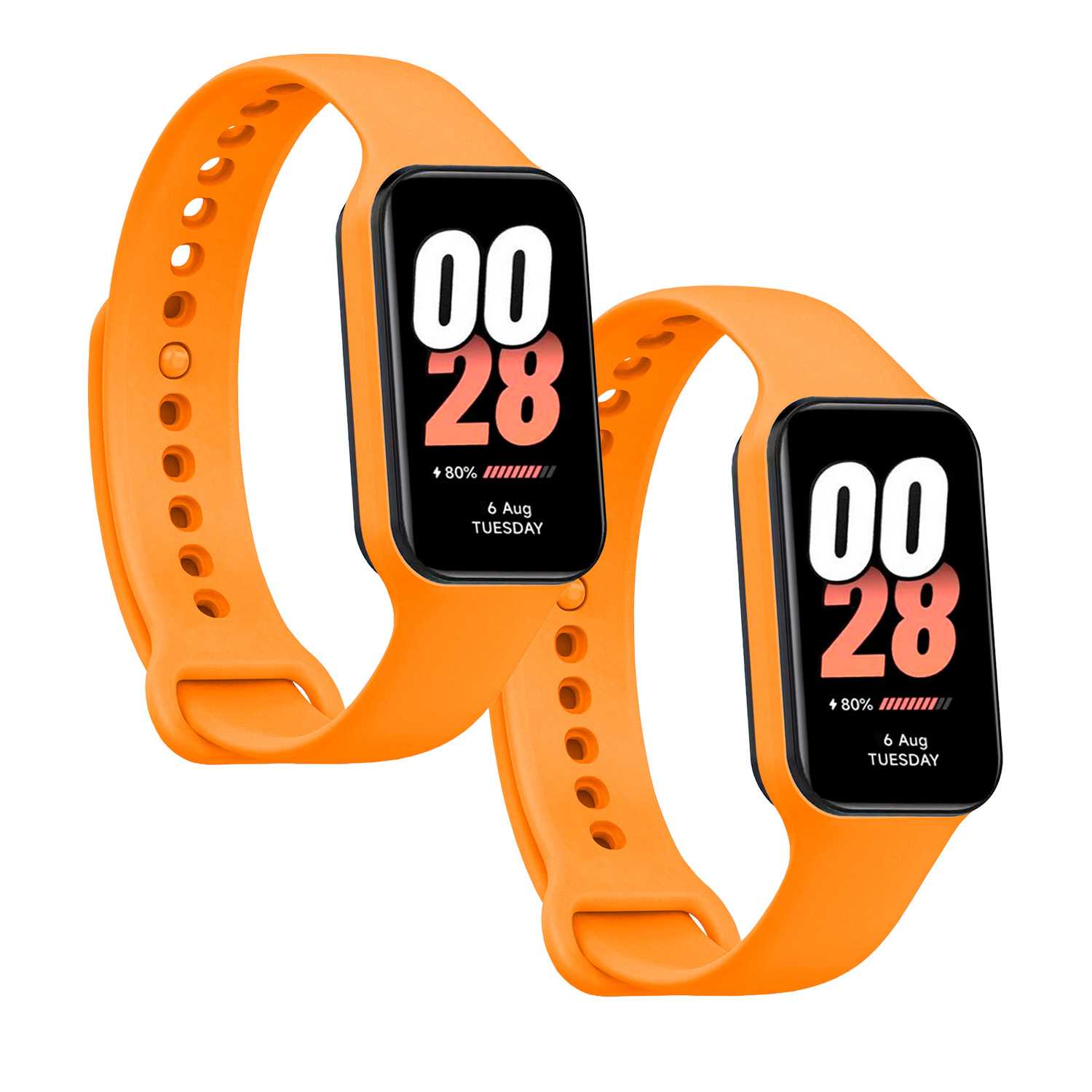 Correa de Recambio Compatible con Xiaomi Smart Band 8 Active/Redmi Smart Band 2, de color Naranja, Pulsera de Repuesto de Silicona Suave Flexible Sport Goma