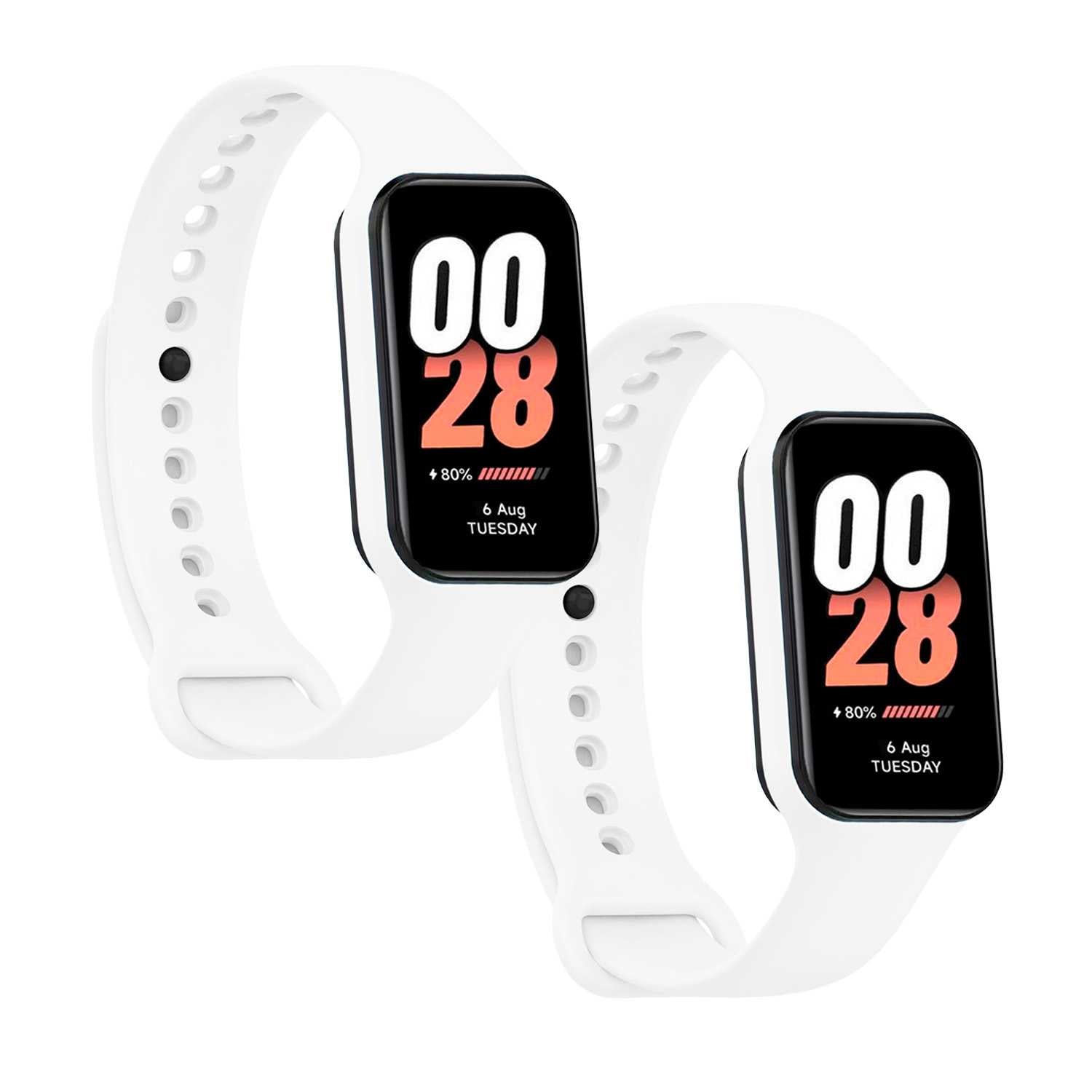 Correa de Recambio Compatible con Xiaomi Smart Band 8 Active/Redmi Smart Band 2, de color Blanco, Pulsera de Repuesto de Silicona Suave Flexible Sport Goma