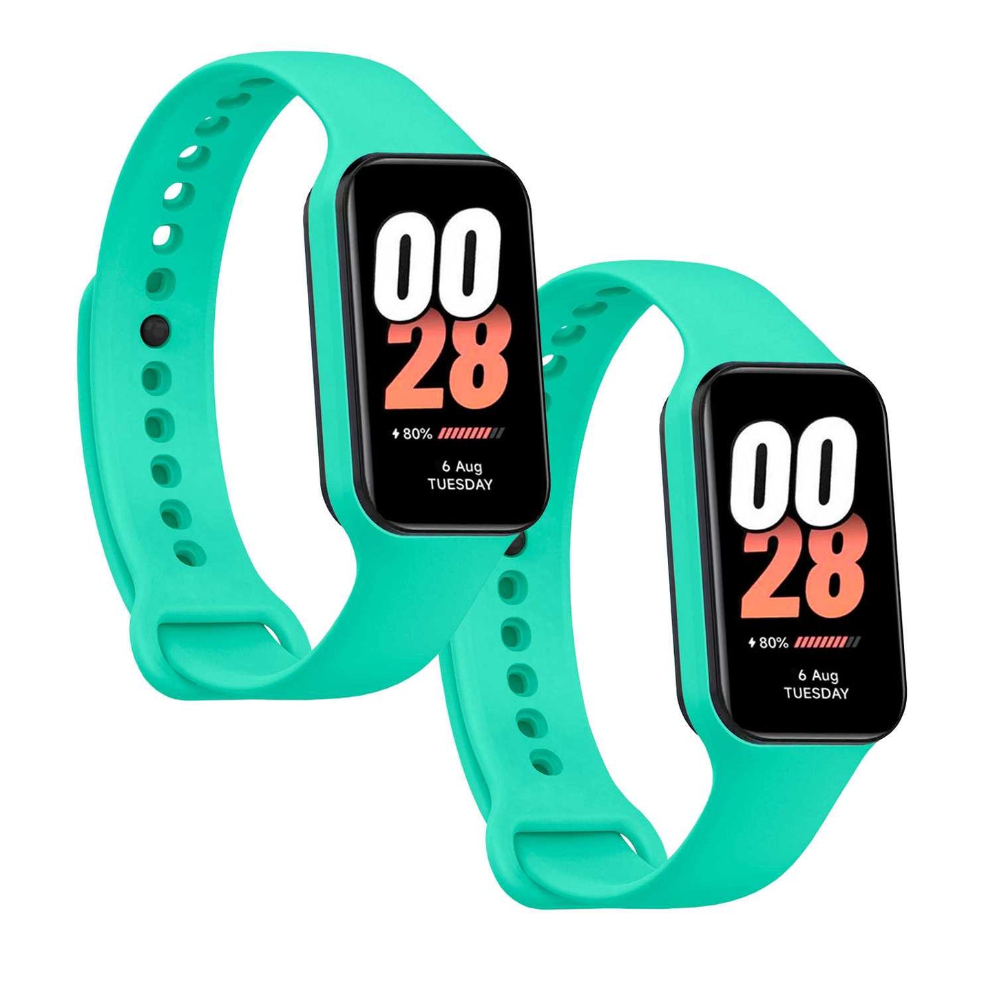 OcioDual 2 Piezas Correa de Recambio Compatible con Xiaomi Smart Band 8 Active/Redmi Smart Band 2, de Color Turquesa, Pulsera de