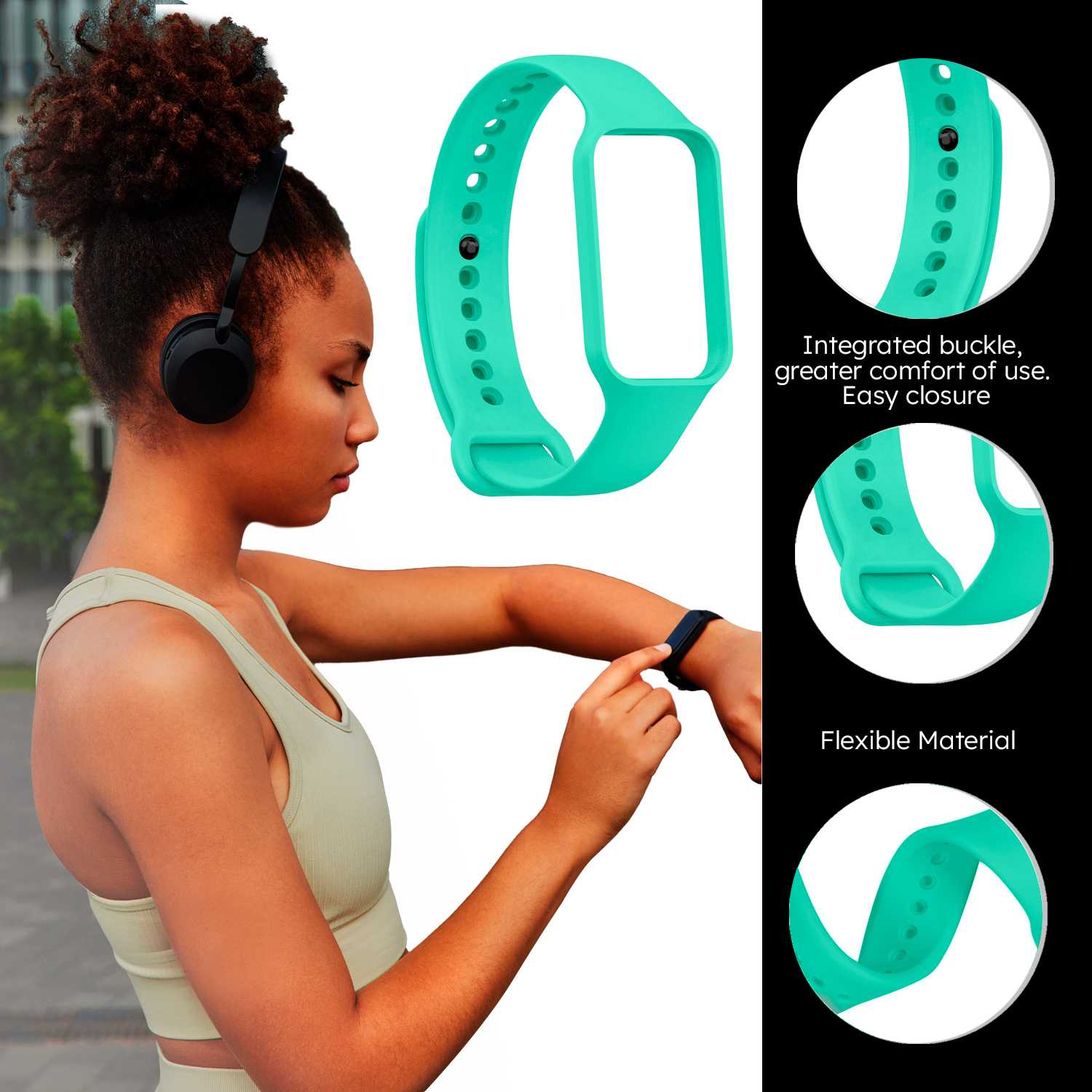 OcioDual 2 Piezas Correa de Recambio Compatible con Xiaomi Smart Band 8 Active/Redmi Smart Band 2, de Color Turquesa, Pulsera de