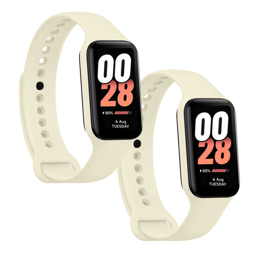 Correa de Recambio Compatible con Xiaomi Smart Band 8 Active/Redmi Smart Band 2, de color Beige, Pulsera de Repuesto de Silicona Suave Flexible Sport Goma