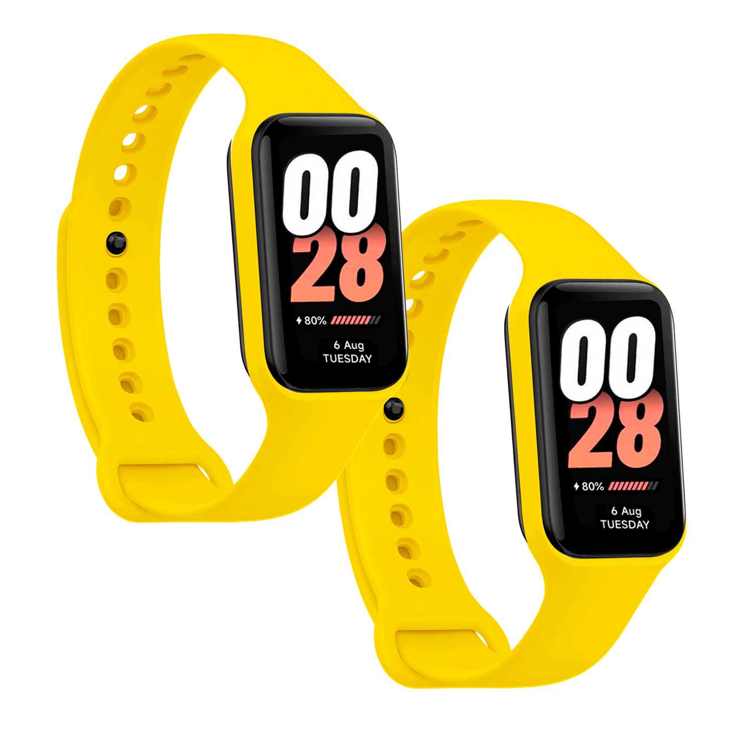 Correa de Recambio Compatible con Xiaomi Smart Band 8 Active/Redmi Smart Band 2, de color Amarillo, Pulsera de Repuesto de Silicona Suave Flexible Sport Goma