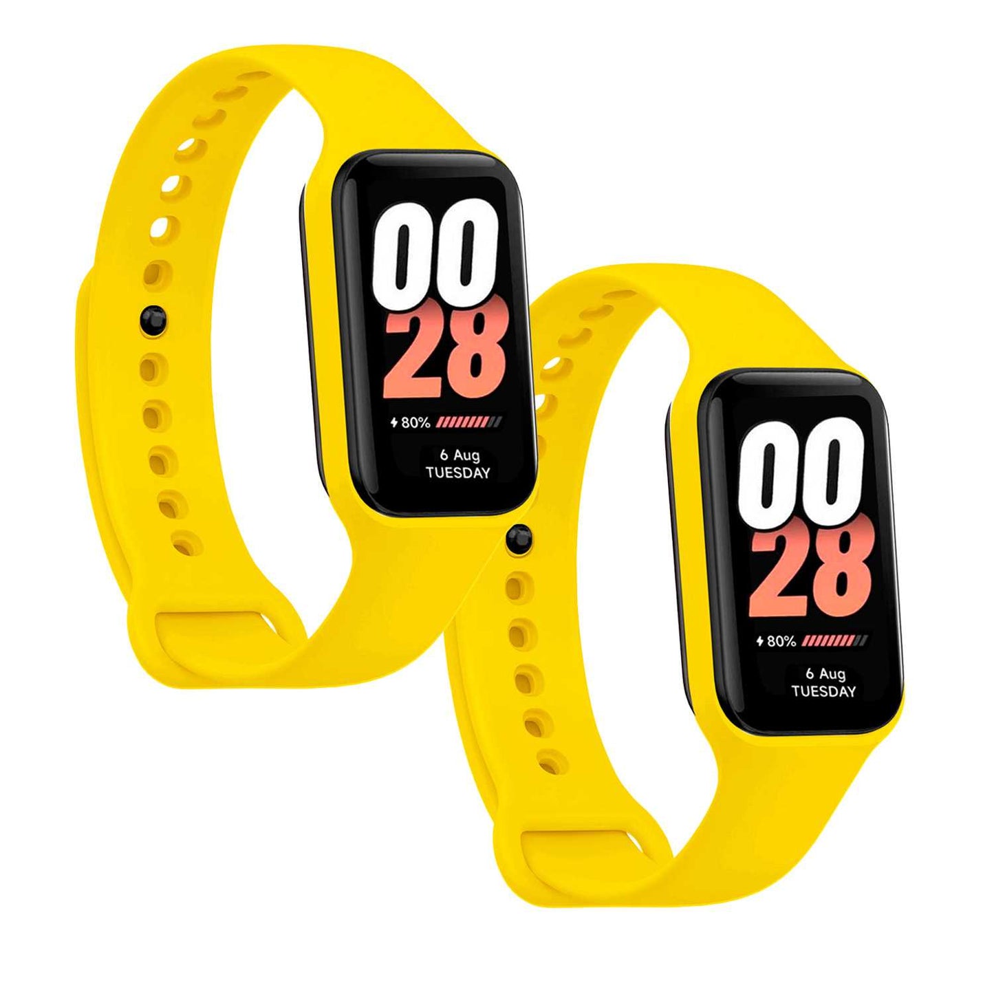 Correa de Recambio Compatible con Xiaomi Smart Band 8 Active/Redmi Smart Band 2, de color Amarillo, Pulsera de Repuesto de Silicona Suave Flexible Sport Goma