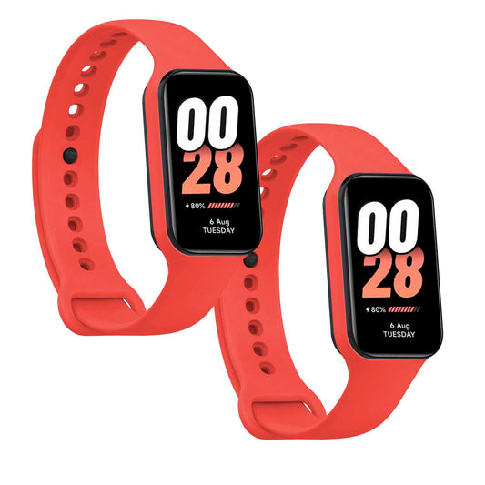 Correa de Recambio Compatible con Xiaomi Smart Band 8 Active/Redmi Smart Band 2, de color Rojo, Pulsera de Repuesto de Silicona Suave Flexible Sport Goma