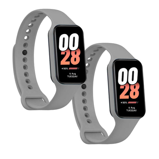 Correa de Recambio Compatible con Xiaomi Smart Band 8 Active/Redmi Smart Band 2, de color Gris, Pulsera de Repuesto de Silicona Suave Flexible Sport Goma