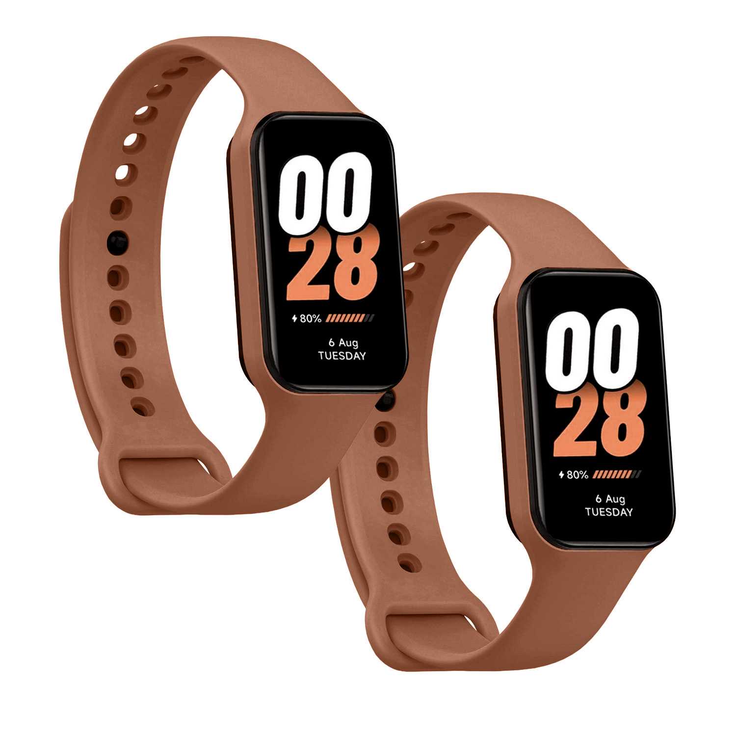 Correa de Recambio Compatible con Xiaomi Smart Band 8 Active/Redmi Smart Band 2, de color Marrón, Pulsera de Repuesto de Silicona Suave Flexible Sport Goma