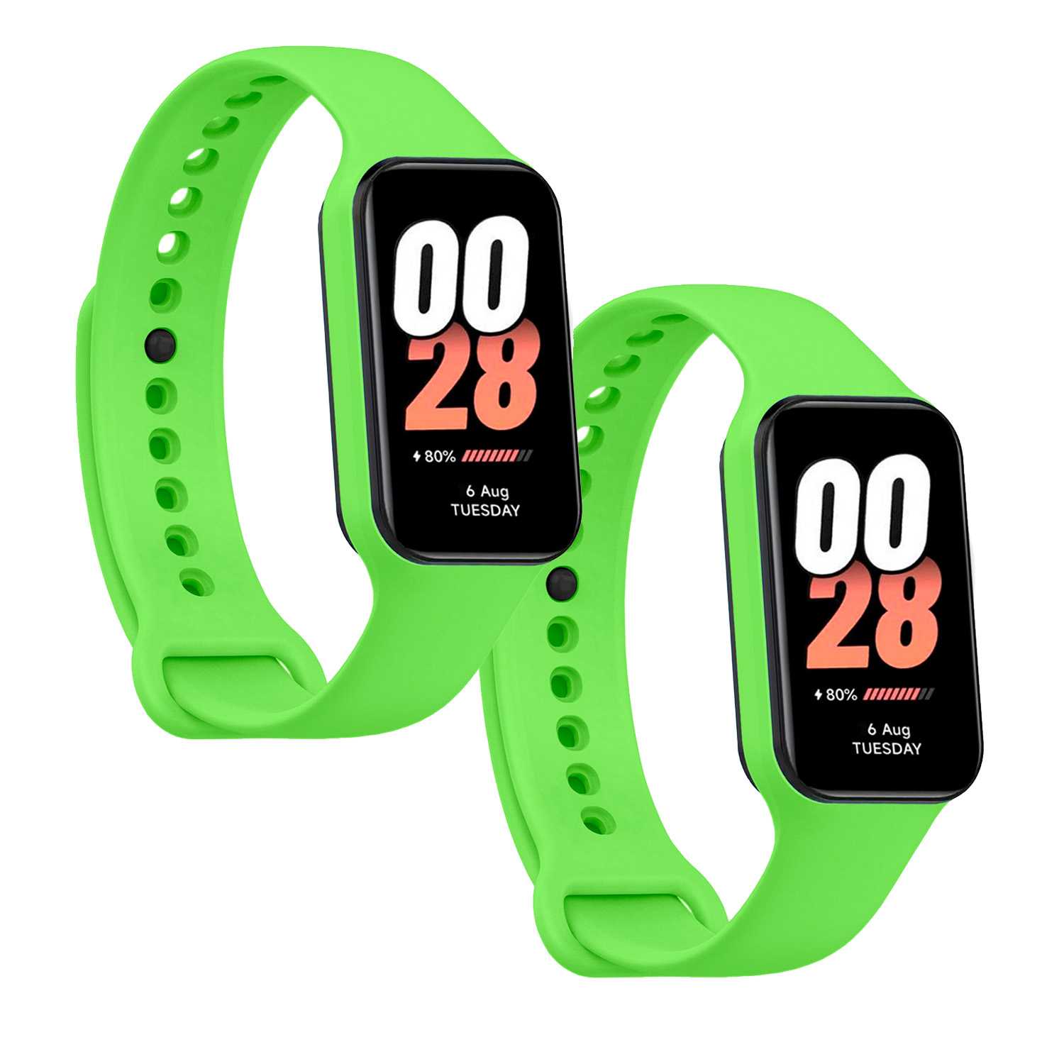 Correa de Recambio Compatible con Xiaomi Smart Band 8 Active/Redmi Smart Band 2, de color Verde, Pulsera de Repuesto de Silicona Suave Flexible Sport Goma