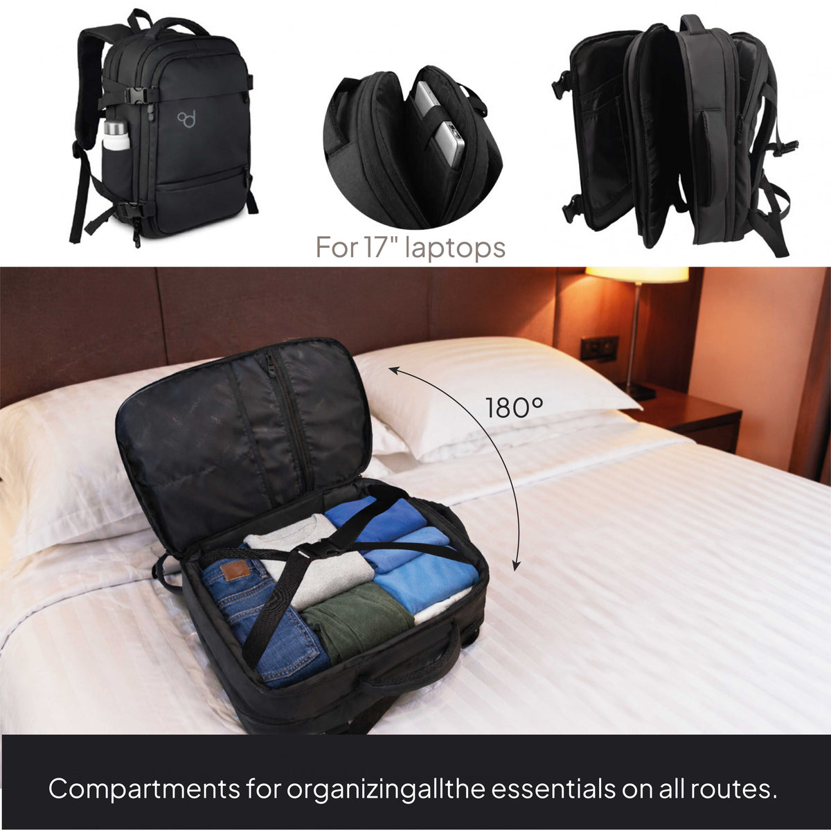 Mochila de cabina grande abierta 180º con compartimentos interiores