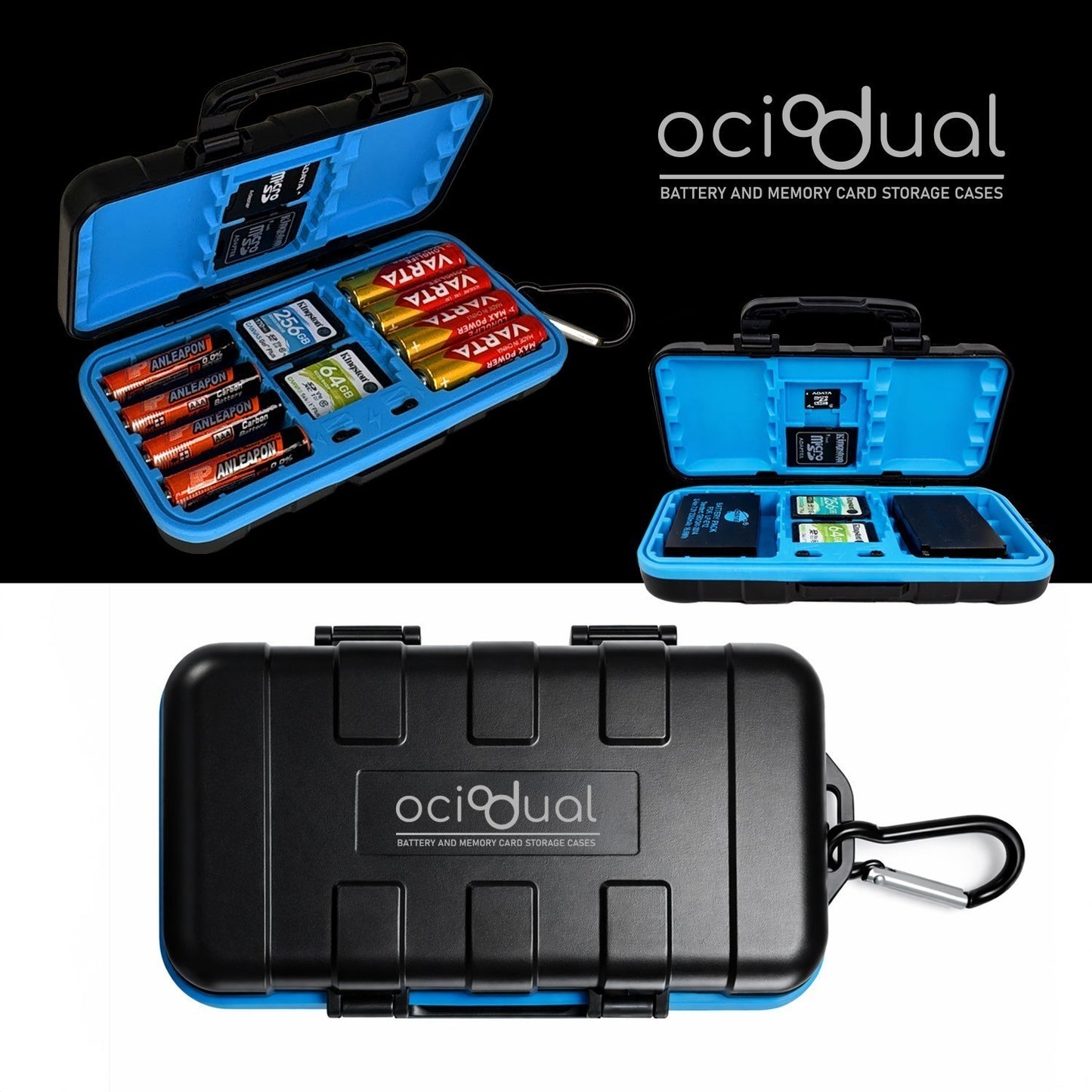 Ociodual Estuche Organizador para Tarjetas de Memoria y Pilas AA/AAA, Compacto, Resistente al Agua y Portátil