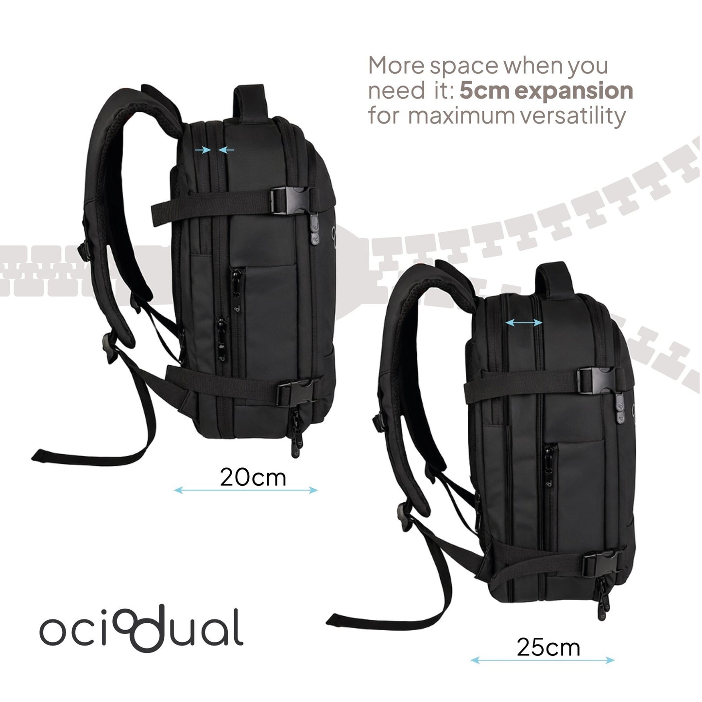 Mochila de Viaje para Cabina 55x40x20 Expandible, Ligera y Resistente. Evita Recargos