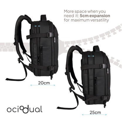 Mochila de Viaje para Cabina 55x40x20 Expandible, Ligera y Resistente. Evita Recargos
