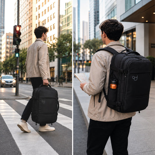 Espalda y tirantes acolchados de mochila de viaje