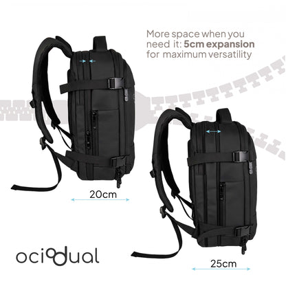 Mochila de cabina grande expandible de 20 a 25 cm de profundidad