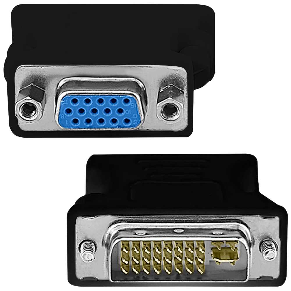 Adaptador Convertidor de Señal DVI-I Macho 24+5 Pines (Dual-Link) a VGA Hembra para Monitor GF2122