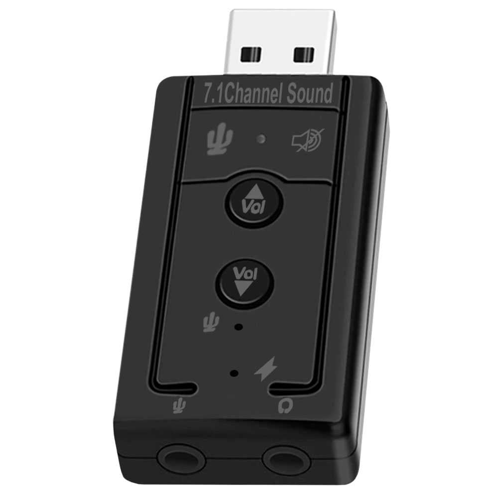 Tarjeta de Sonido Externa USB 2 Conectores Mini Jack 3.5mm Panel Volumen  Ajustable Silencio Altavoz Micrófono Negro – OcioDual