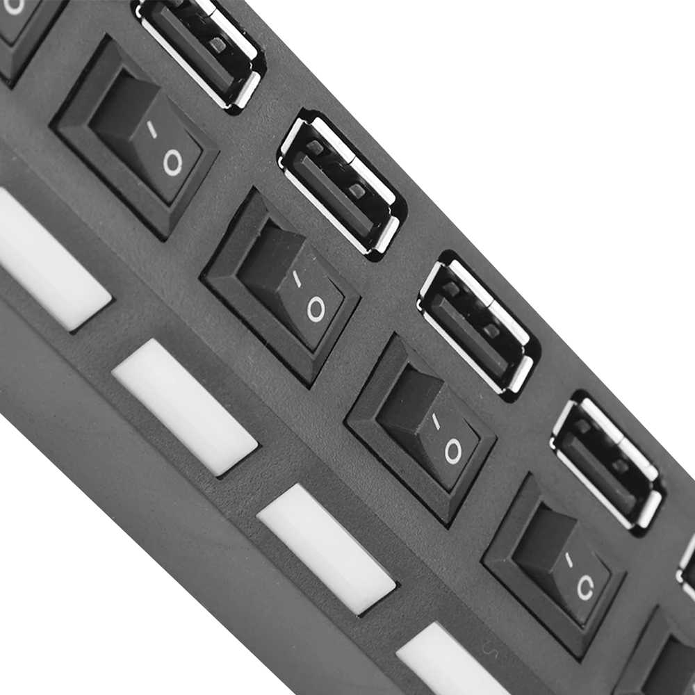 Regleta HUB multipuerto con siete salidas USB 2.0 iluminación