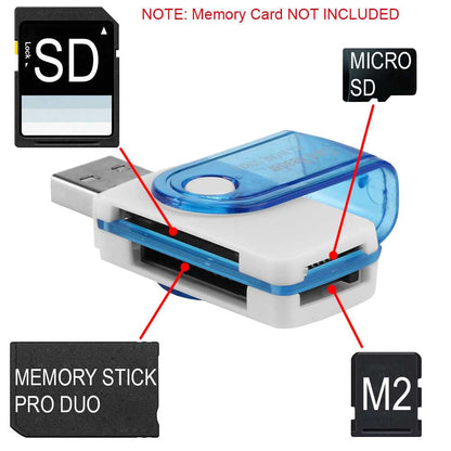 Multi Lector de Tarjetas USB 2.0 con Tapa para SDHC MMC MicroSD TF Micro SD USB Flash