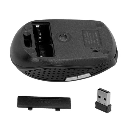 Ratón Óptico Inalámbrico 6 Botones con Receptor USB 1600 DPI para PC Ordenador Laptop Negro Brillo Mouse Sin Cables