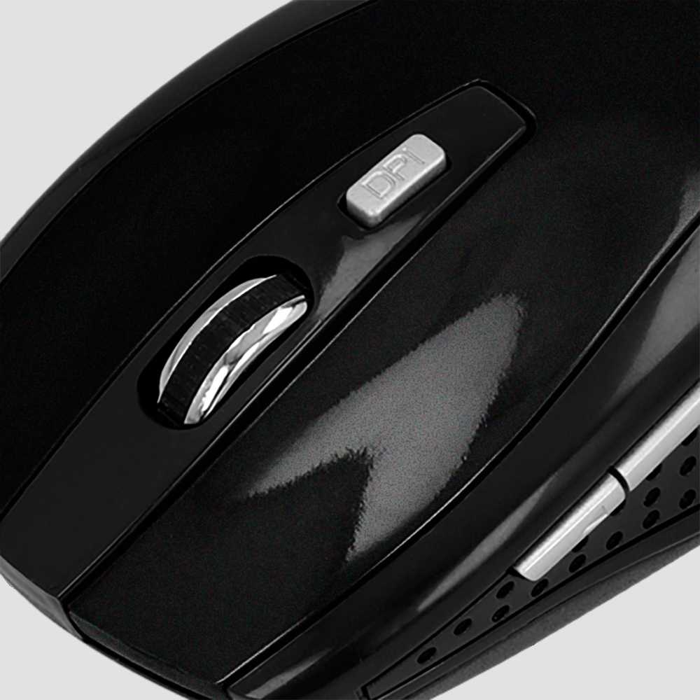 Ratón Óptico Inalámbrico 6 Botones con Receptor USB 1600 DPI para PC Ordenador Laptop Negro Brillo Mouse Sin Cables
