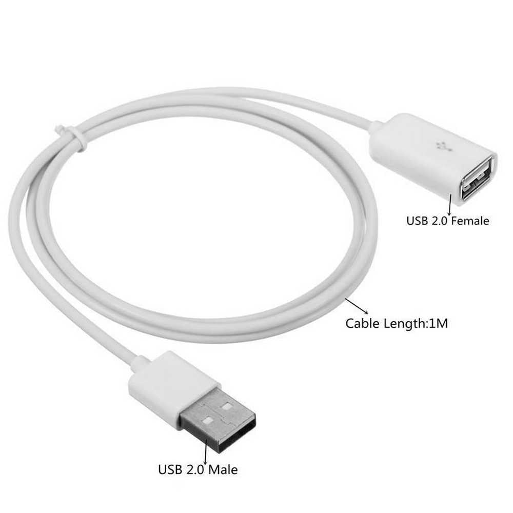 Cable de Extension Conector USB 2.0 Tipo A de Macho Hembra Blanco 1m Latiguillo Alargador Prolongador Extensor M/H