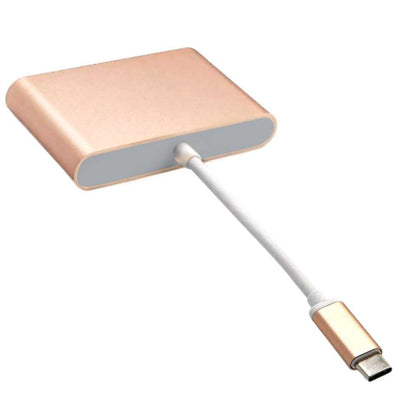 Adaptador USB 3.1 USB-C Male - USB A hembra / USB-C Female / Salida VGA Plateado