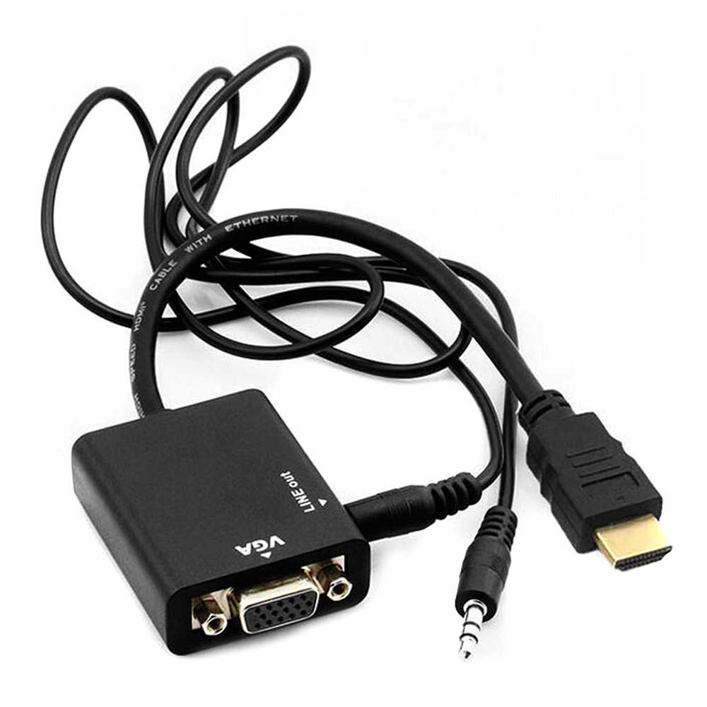 Cable adaptador de HDTV a VGA - Conversor digital a analogico Audio Jack 3.5mm Negro