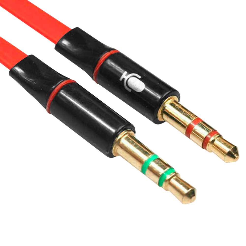 Cable Divisor 1 Mini Jack 3.5mm Hembra TRRS a 2 AUX Macho TRS Splitter Y Separador de Audio Micrófono Auriculares Rojo