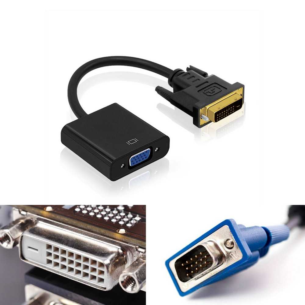 Cable Conversor Activo DVI-D 24+1 Macho (Dual-Link) VGA Hembra Negro Compatible con 1080p / 3D Cable de extensión Convertidor 25cm