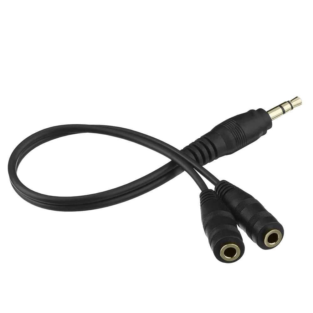 Adaptador Divisor de Mini Jack 3.5mm Macho a 2 Hembras Negro Cable