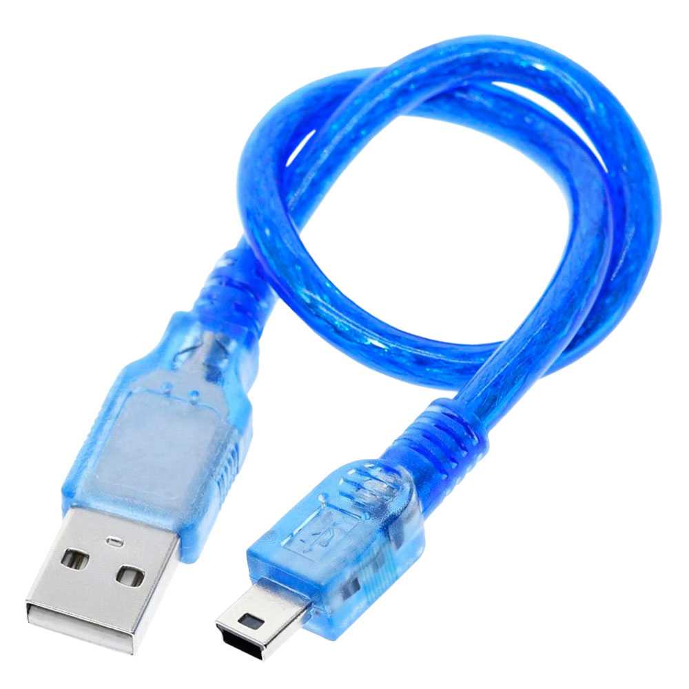 Câble Cordon de Charge et Données USB 2.0 Type A Vers Mini B 5 Broches Pin Mâle 30 cm Bleu Compatible Nano V3.0