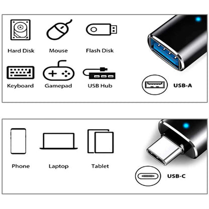 Adaptador USB Tipo C 3.0 OTG Negro GF2431 Conversor con Función On The Go para Smartphone Tablet Ordenador Portátil