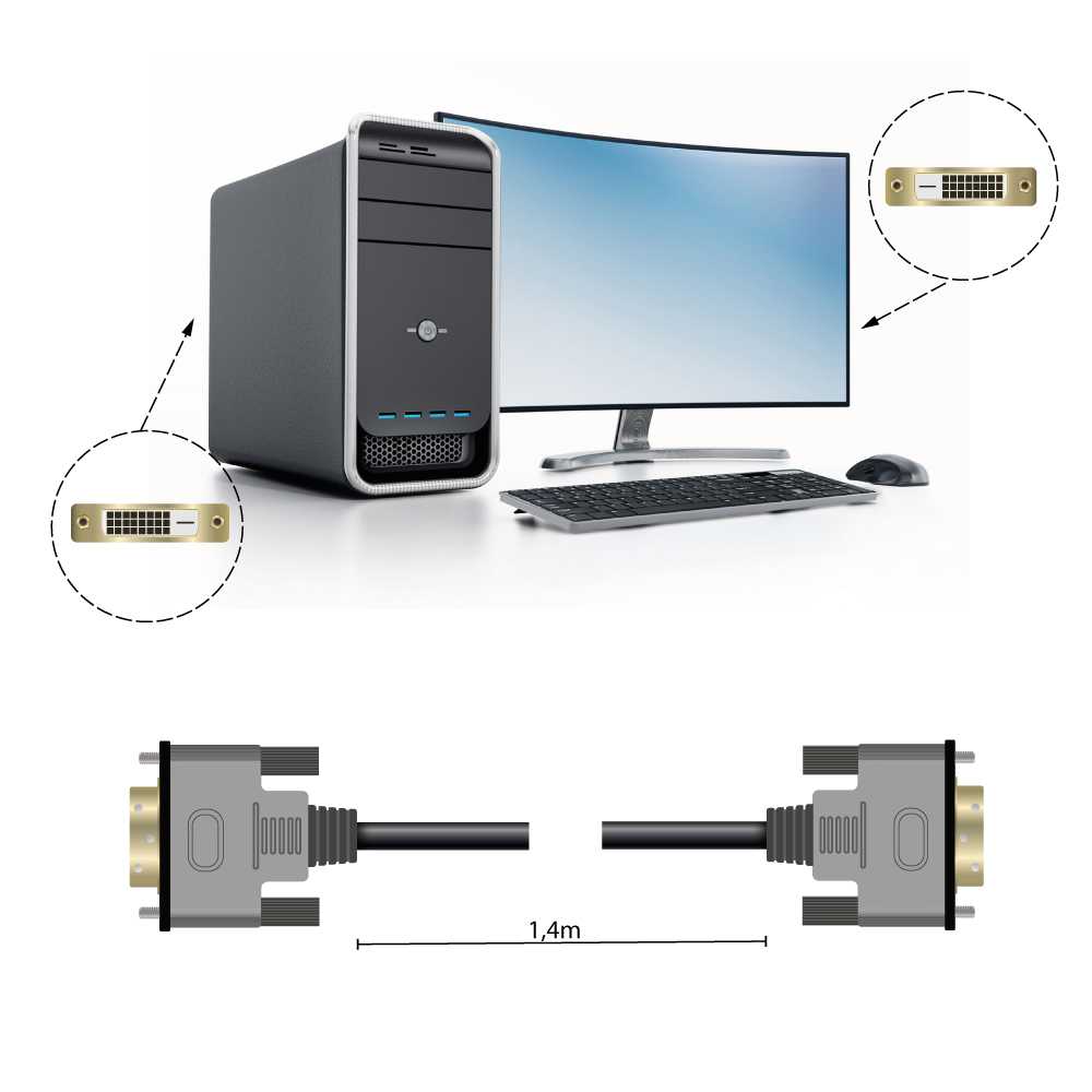 Cable Conector DVI a DVI Doble Macho M-M para Pantalla Ordenador de Mesa Portátil Monitor Proyector