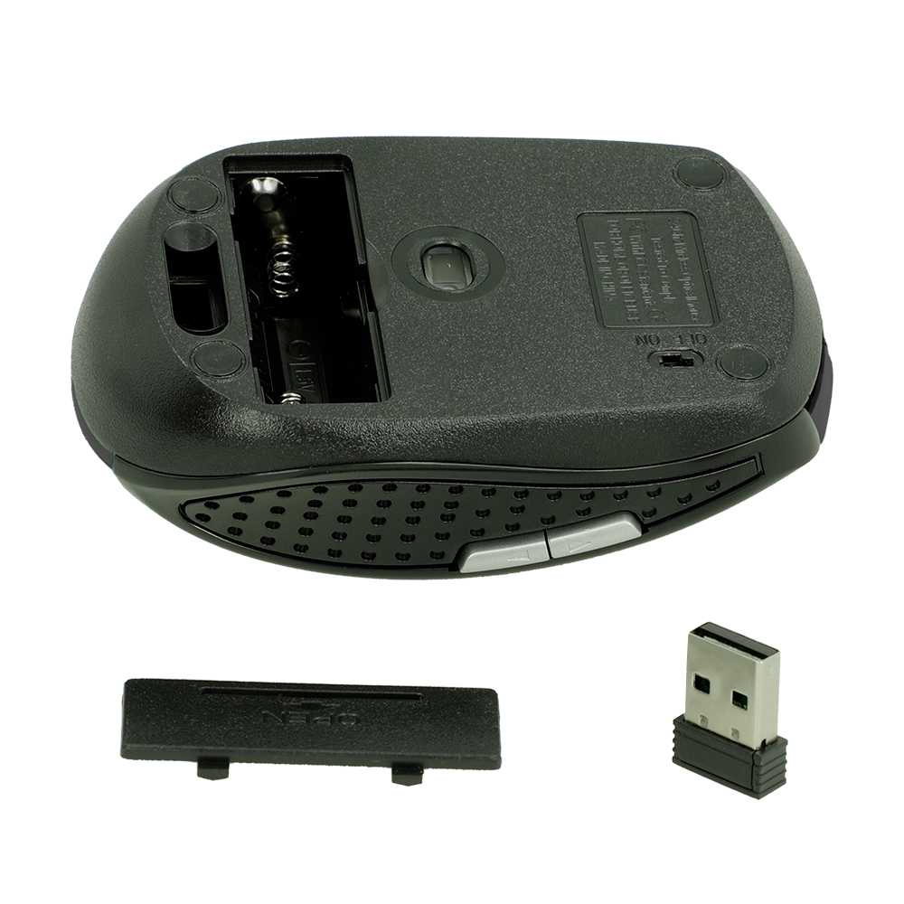 Ratón Óptico Inalámbrico 6 Botones con Receptor USB 1600 DPI para PC Ordenador Laptop Negro Mate Mouse Sin Cables