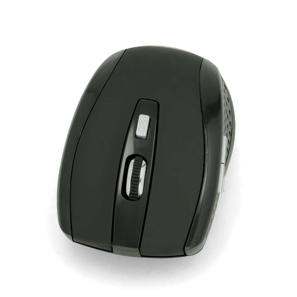 Ratón Óptico Inalámbrico 6 Botones con Receptor USB 1600 DPI para PC Ordenador Laptop Negro Mate Mouse Sin Cables