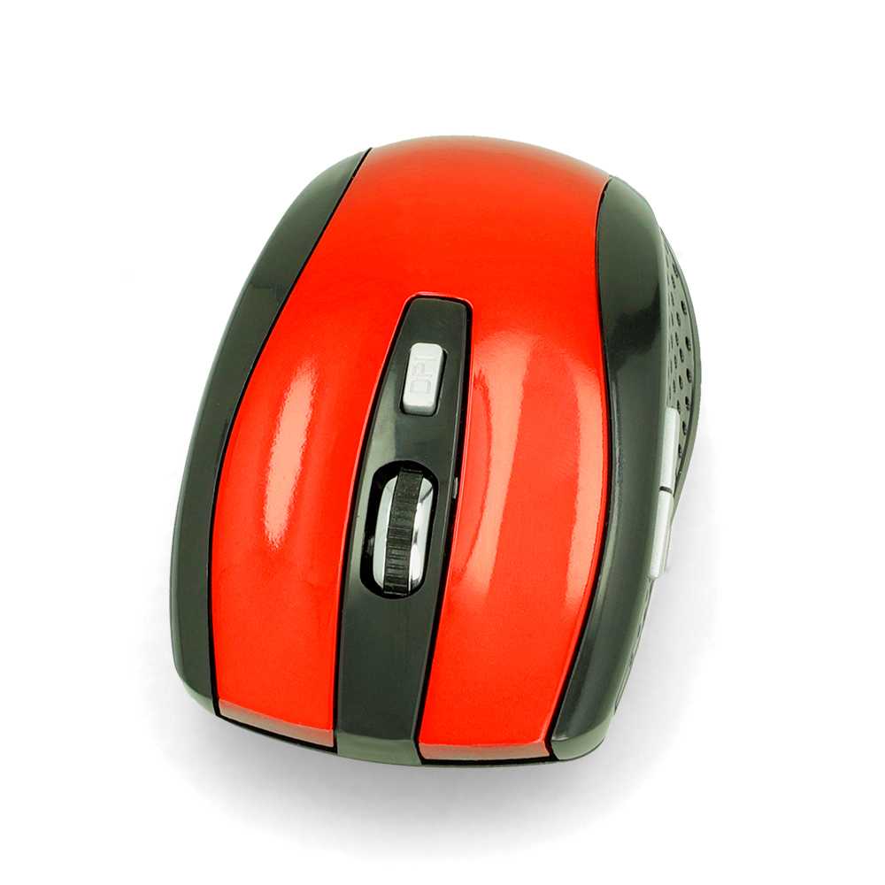 Ratón Óptico Inalámbrico 6 Botones con Receptor USB 1600 DPI Ajustable para PC Ordenador Rojo Mouse Sin Cables