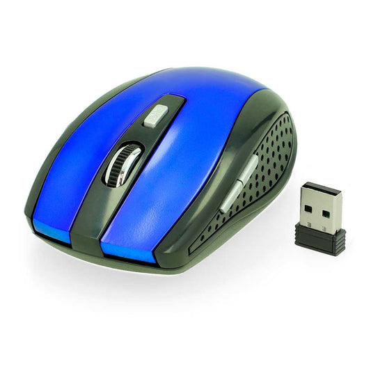 Ratón Óptico Inalámbrico 6 Botones con Receptor USB 1600 DPI Ajustable para PC Ordenador Azul Mouse Sin Cables