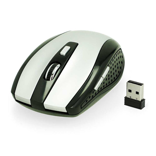 Ratón Óptico Inalámbrico 6 Botones con Receptor USB 1600 DPI Ajustable para PC Ordenador Gris Mouse Sin Cables