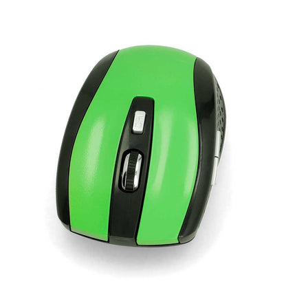 Ratón Óptico Inalámbrico 6 Botones con Receptor USB 1600 DPI Ajustable para PC Ordenador Verde Mouse Sin Cables