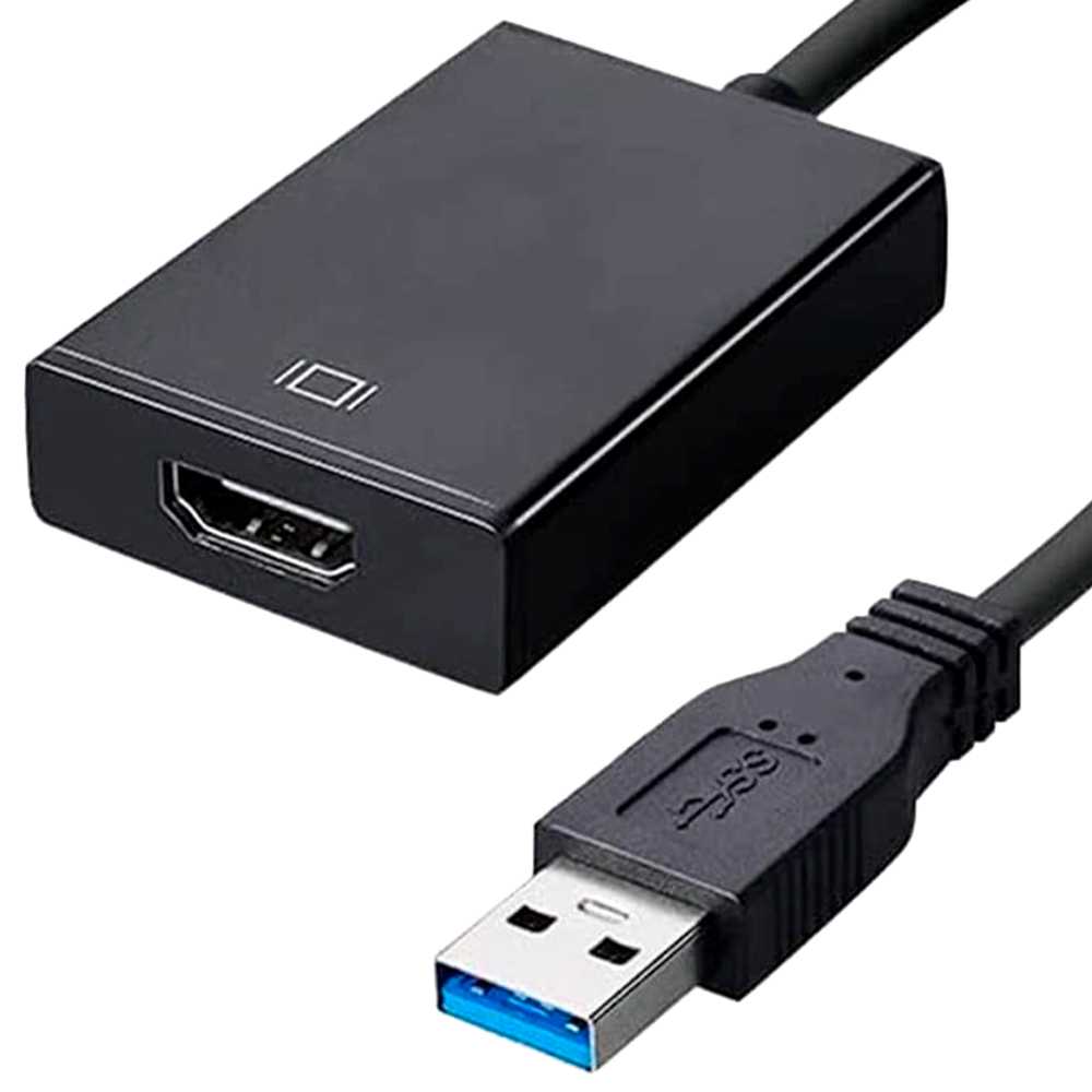 Adaptador de USB 3.0 a HDTV Soporta Resolución de Imagen Hasta 1080p, Color Negro, para PC, Ordenador Portátil, Monitores, TV, Proyectores, Admite Full HD