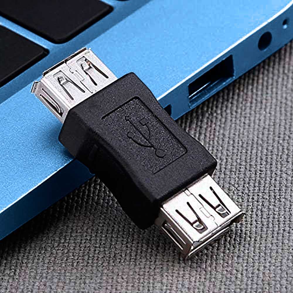 Adaptador USB 2.0 Hembra Acoplador USB Tipo A a USB Tipo A Hembra Conector Extensor Negro