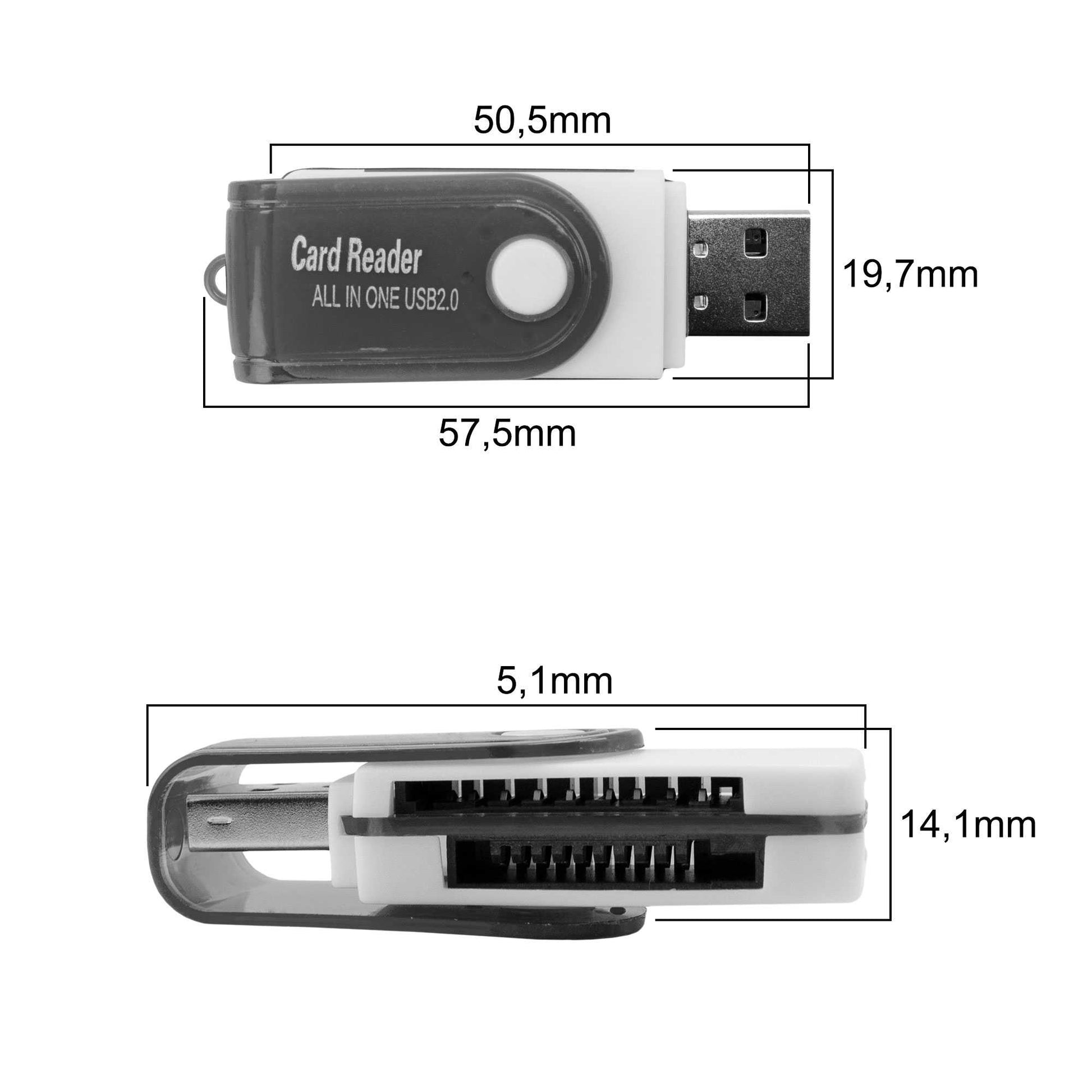 Multi Lector de Tarjetas USB 2.0 con Tapa para SDHC MMC MicroSD TF Mic –  OcioDual