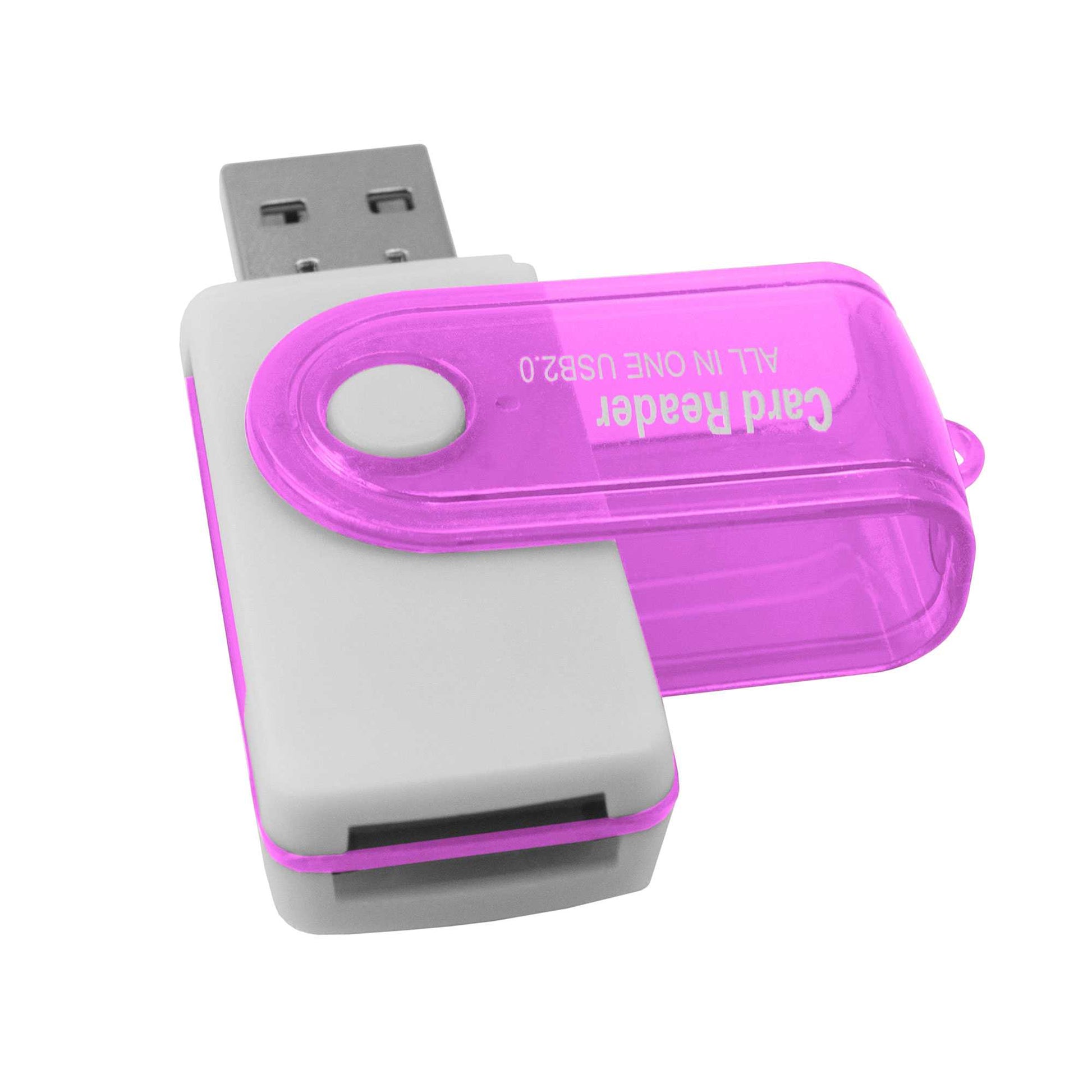 Multi Lector de Tarjetas USB 2.0 con Tapa para SDHC MMC MicroSD TF Micro SD USB Flash Violeta
