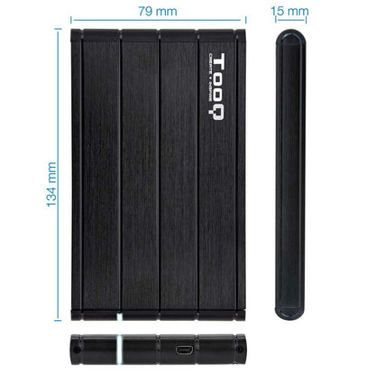 Tooq TQE-2530B Caja Externa USB 3.0 Ligera para Disco Duro SATA de 2.5 Pulgadas Negra Carcasa Discos Duros HDD/SSD