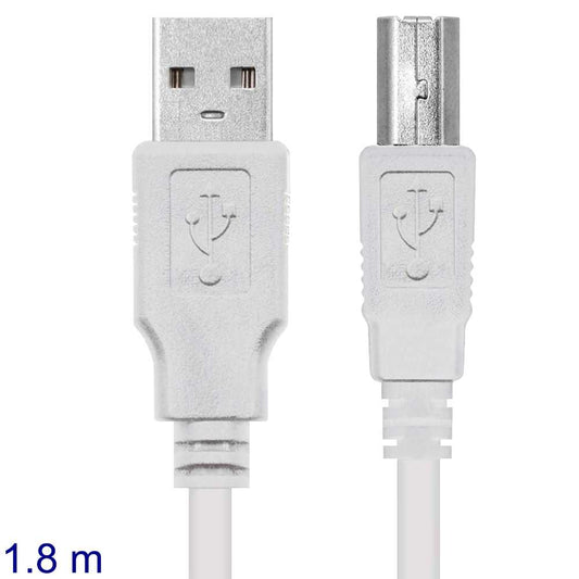 NANOCABLE Cable USB 2.0 Macho para Impresora Tipo A/M-B/M Beige 10.01.0103 1,8m Compatible Epson Canon Brother HP