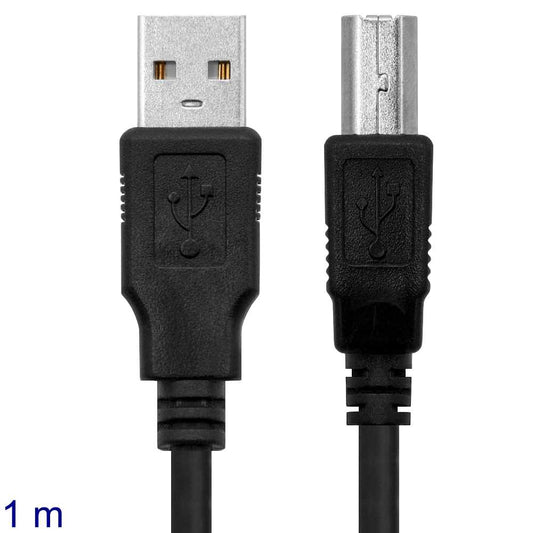 NANOCABLE Cable USB 2.0 Macho para Impresora Tipo A/M-B/M Negro 10.01.0102-BK 1m Compatible Epson Canon Brother HP